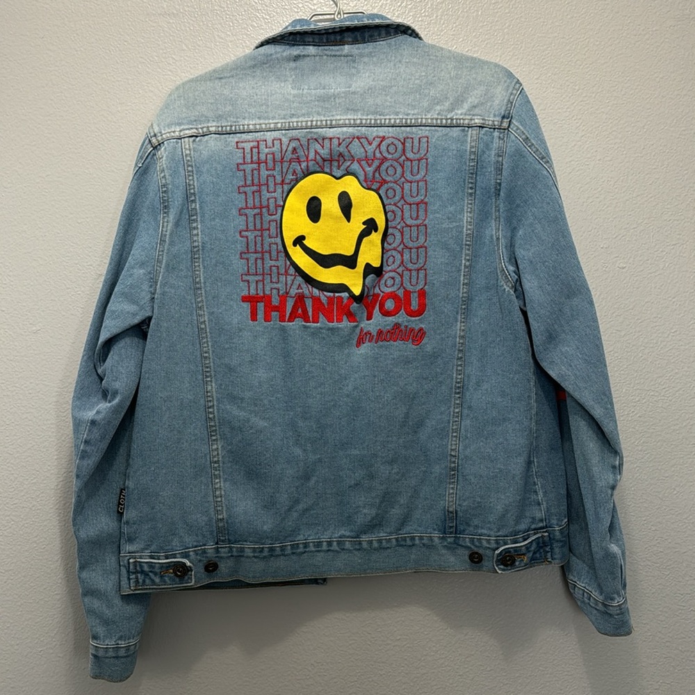 Thank You For Nothing Denim Trucker Jacket Mens Large